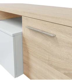 Mueble de salón Nex en roble canadian/ blanco brillo, 200cm(alto) 200cm(ancho) 34cm(largo)