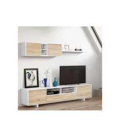 Mueble de salón Sirva en roble canadian/ blanco brillo, 46 cm(alto)200 cm(ancho)41 cm(largo)