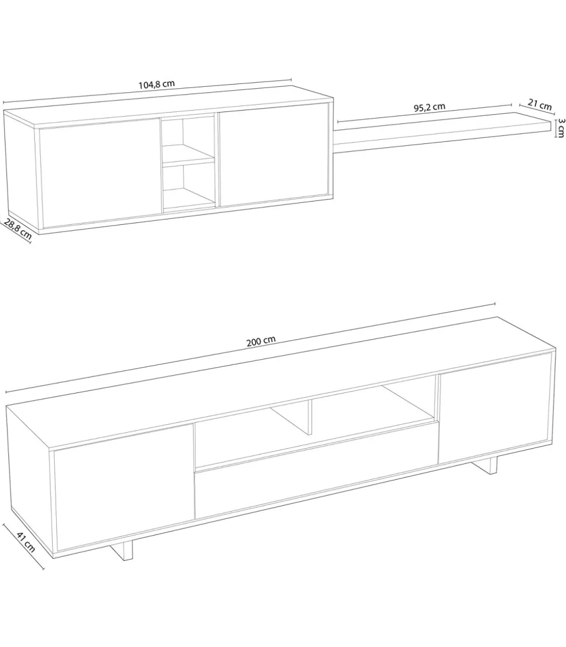 Mueble de salon Sirva 46 cm(alto)200 cm(ancho)41 cm(largo)