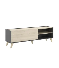 Mueble de televisión Cazalilla en grafito/natural 47 cm(alto)155 cm(ancho)43 cm(fondo)