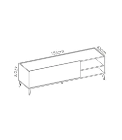 Mueble de televisión Cazalilla en grafito/natural 47 cm(alto)155 cm(ancho)43 cm(fondo)