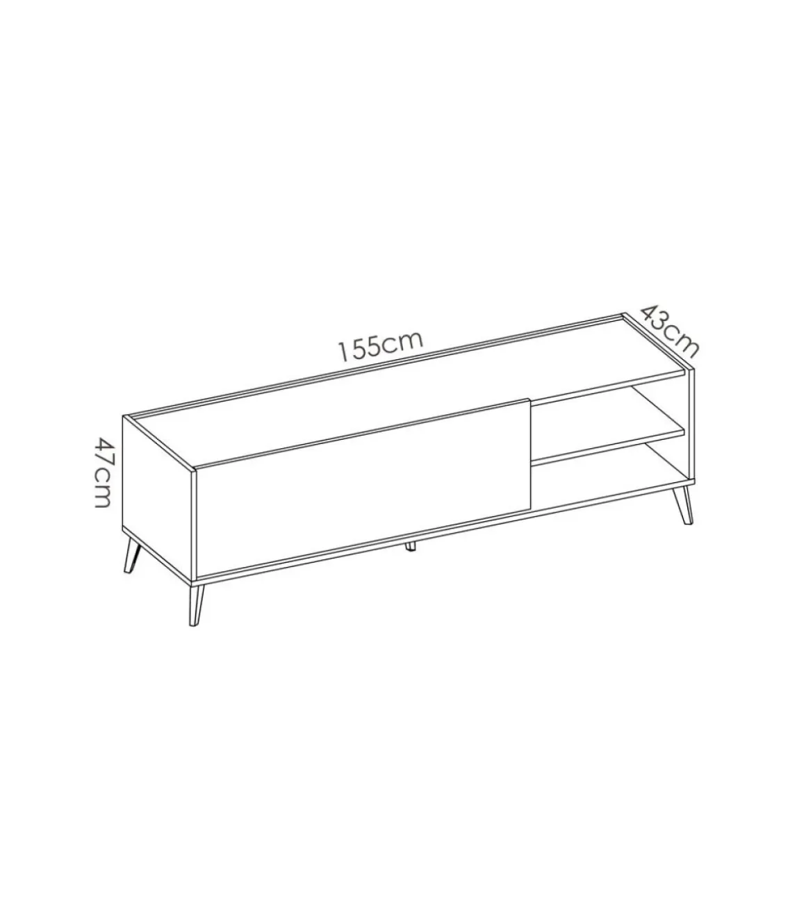 Mueble de televisión Cazalilla en grafito/natural 47 cm(alto)155 cm(ancho)43 cm(fondo)