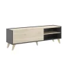Mueble de televisión Dina en Grafito-Natural, 47cm(alto) 155cm(ancho) 43cm(largo)