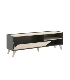 Mueble de televisión Dina en Grafito-Natural, 47cm(alto) 155cm(ancho) 43cm(largo)