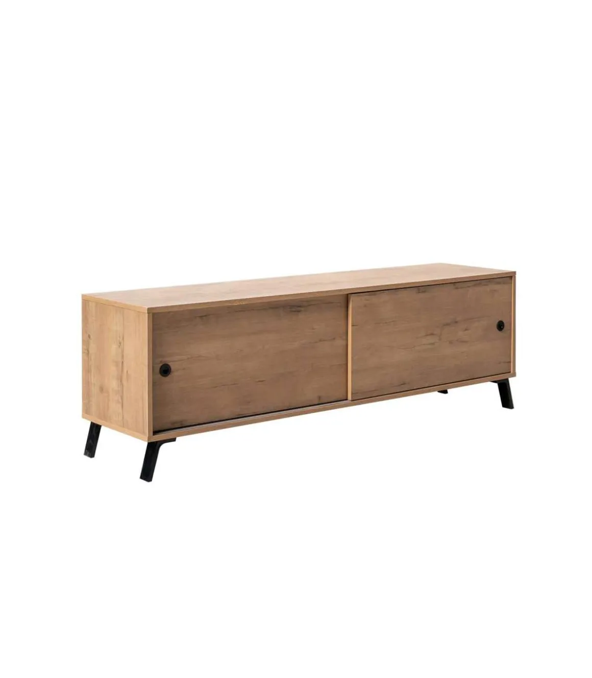 Mueble de televisión Kamet dos puertas correderas acabado roble gold, 52cm(alto) 160cm(ancho) 40cm(largo)