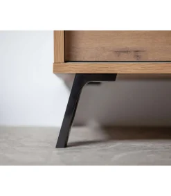 Mueble de televisión Kamet dos puertas correderas acabado roble gold, 52cm(alto) 160cm(ancho) 40cm(largo)