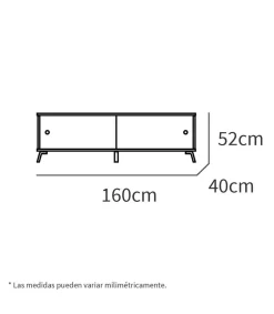 Mueble de televisión Kamet dos puertas correderas acabado roble gold, 52cm(alto) 160cm(ancho) 40cm(largo)