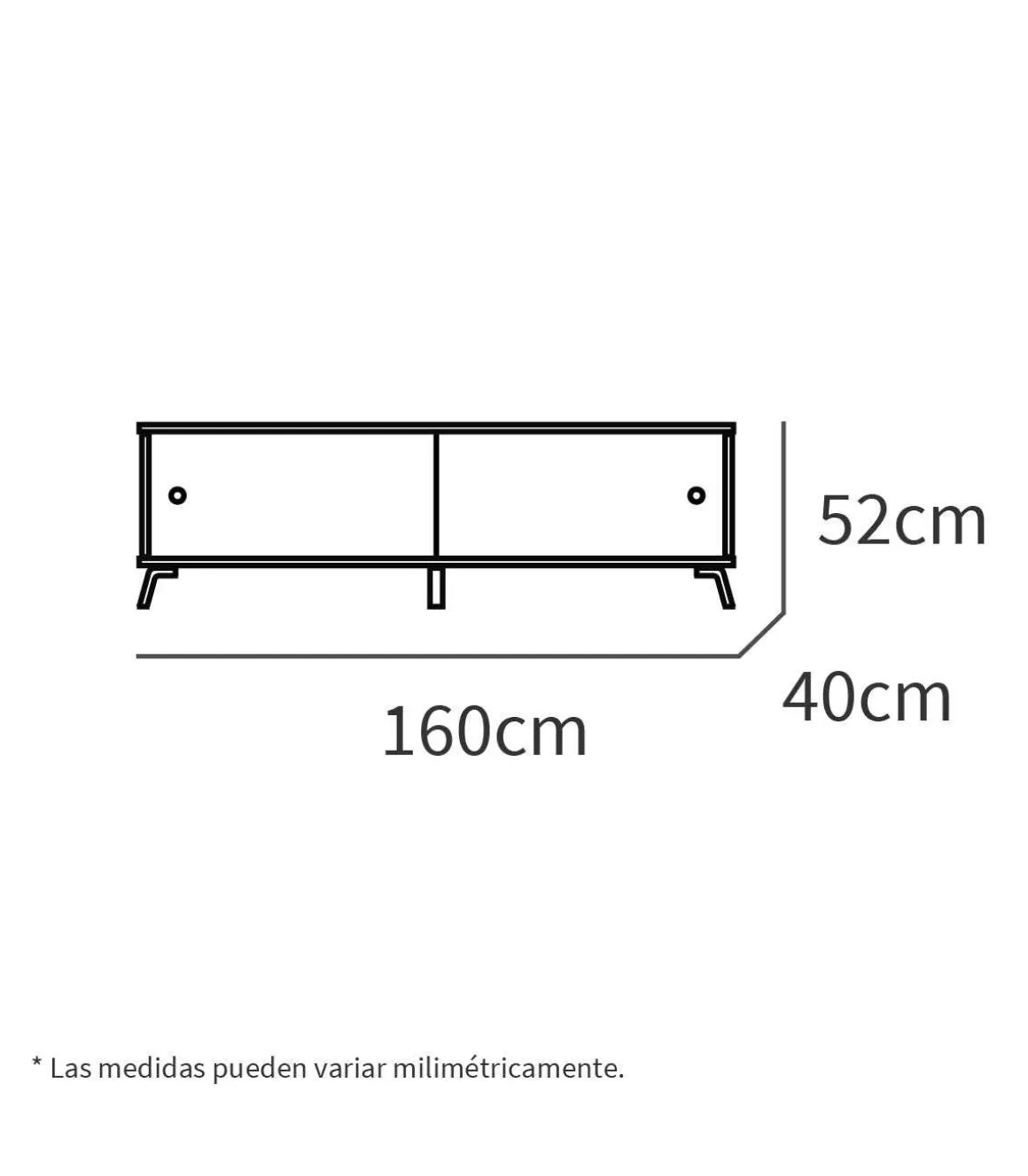 Mueble de televisión Kamet dos puertas correderas acabado roble gold, 52cm(alto) 160cm(ancho) 40cm(largo)