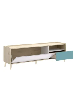 Mueble de televisión La Iruela en acabado natural/esmeralda 47 cm(alto)155 cm(ancho)43 cm(largo)
