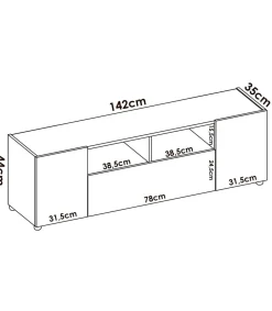 Mueble de televisión Laso en Blanco-Nordic 43.8 cm(alto)141.7 cm(ancho)34.7 cm(fondo)