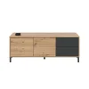 Mueble de TV Nabur dos Puertas y dos cajones Acabado en roble y gris antracita 130 cm (Ancho) x 47 cm (Alto) x 41 cm (Fondo)