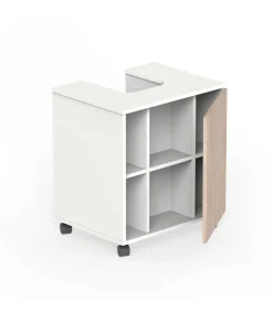 Mueble para tapar pie de lavabo Sintra acabado roble aurora, 64cm (alto) x 59cm (ancho) x 45cm (fondo).
