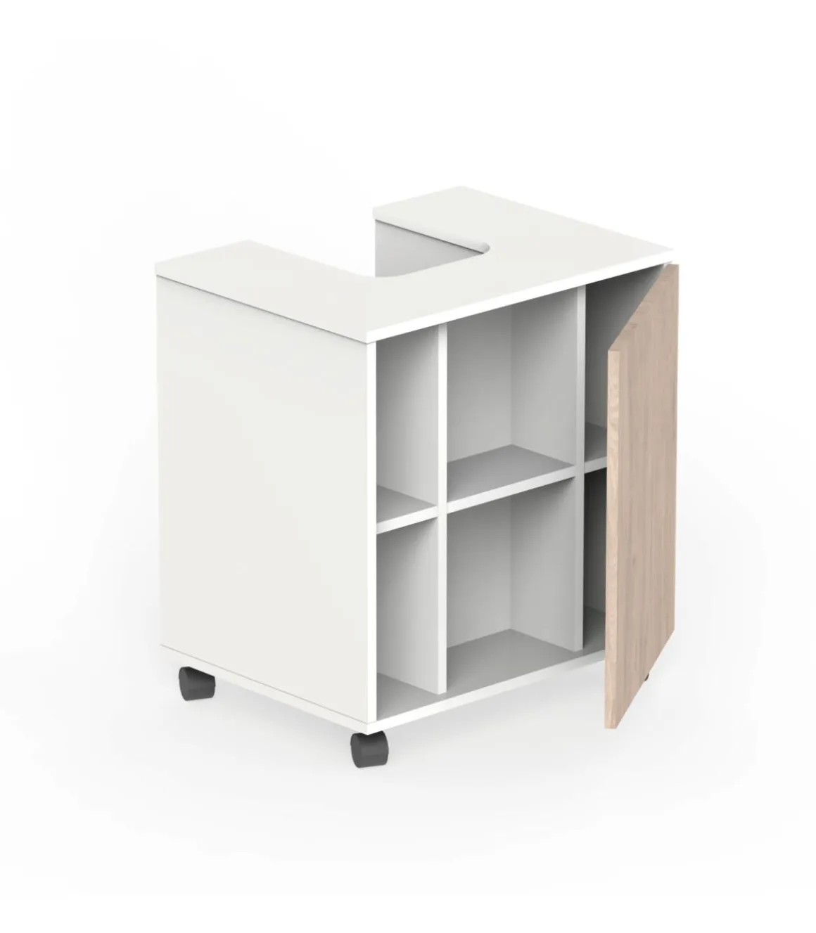 Mueble para tapar pie de lavabo Sintra acabado roble aurora, 64cm (alto) x 59cm (ancho) x 45cm (fondo).