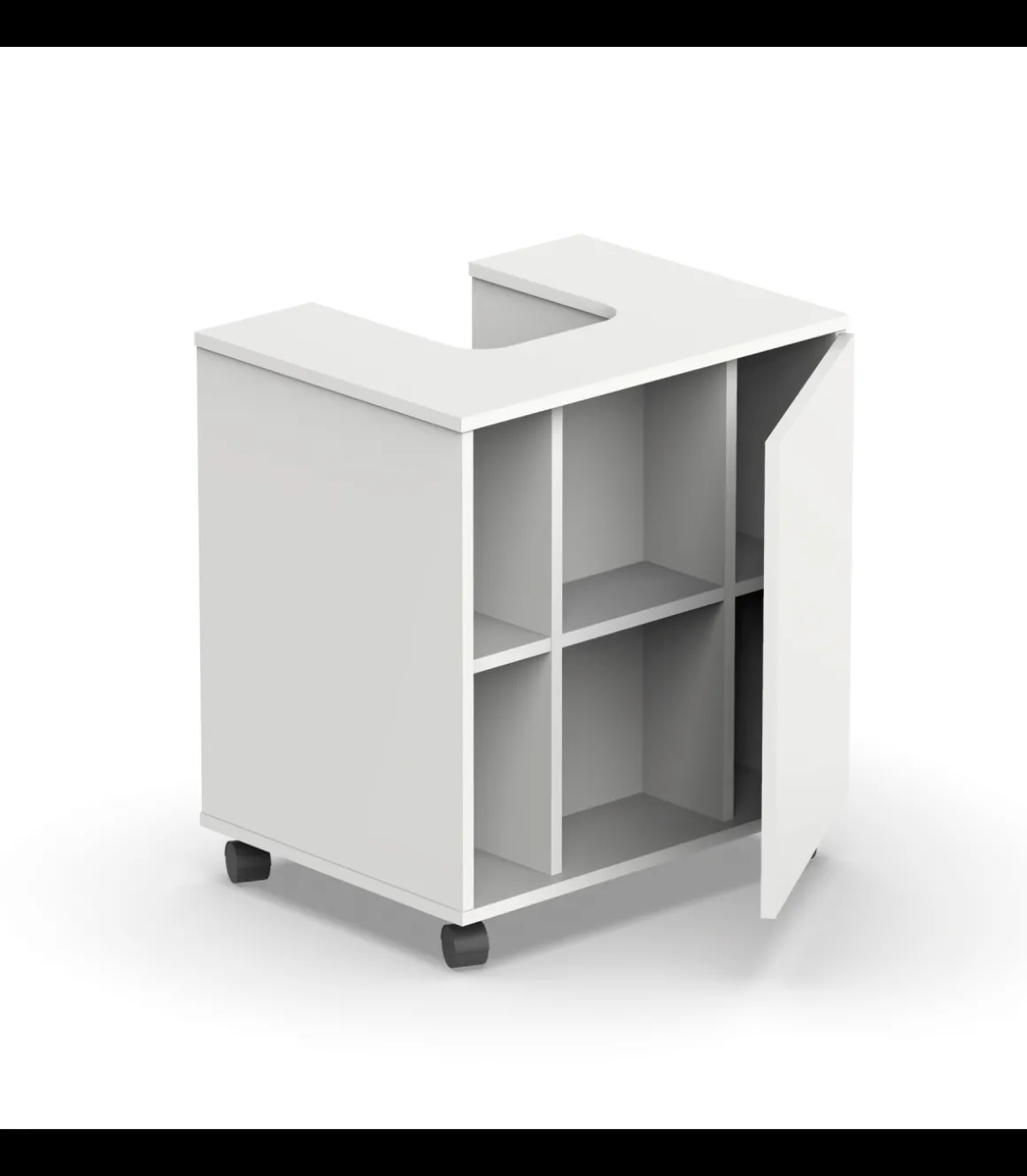 Mueble para tapar pie de lavabo Sintra acabado blanco, 64cm (alto) x 59cm (ancho) x 45cm (fondo).