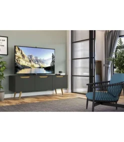 Mueble para televisión Md-Cuba acabado gris, 49cm(alto) 136cm(ancho) 39cm(largo)
