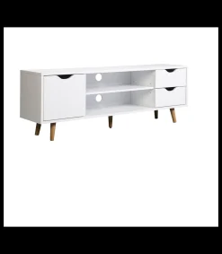 Mueble para televisión Md-Fiano 2 cajones 1puerta acabado blanco, 120cm(ancho) 41cm(altura) 28cm(fondo).