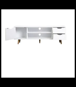 Mueble para televisión Md-Fiano 2 cajones 1puerta acabado blanco, 120cm(ancho) 41cm(altura) 28cm(fondo).