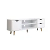 Mueble para televisión Md-Fiano 2 cajones 1puerta acabado blanco, 140cm(ancho) 41cm(altura) 28cm(fondo).