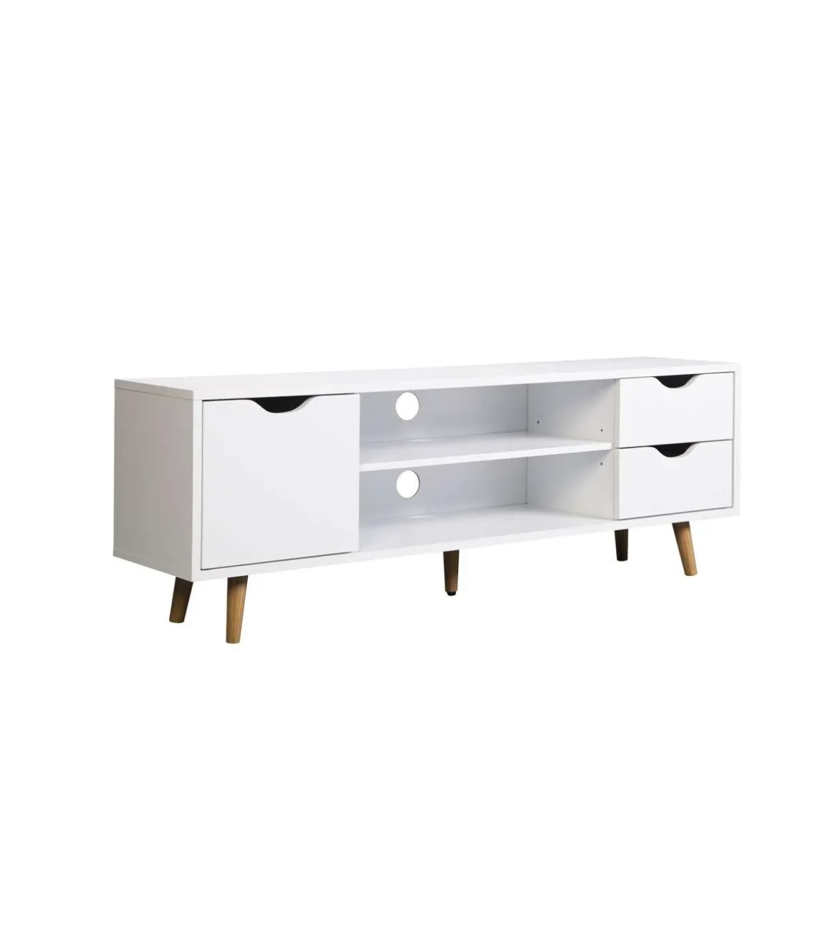 Mueble para televisión Md-Fiano 2 cajones 1puerta acabado blanco, 140cm(ancho) 41cm(altura) 28cm(fondo).