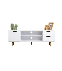 Mueble para televisión Md-Fiano 2 cajones 1puerta acabado blanco, 140cm(ancho) 41cm(altura) 28cm(fondo).