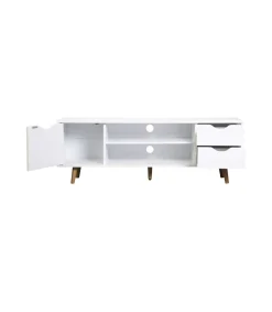 Mueble para televisión Md-Fiano 2 cajones 1puerta acabado blanco, 140cm(ancho) 41cm(altura) 28cm(fondo).