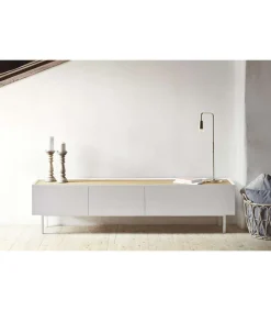Mueble para televisión modelo Arista 1 puerta 2 cajones acabado blanco, 40cm(ancho) 45cm(alto) 180cm (largo)