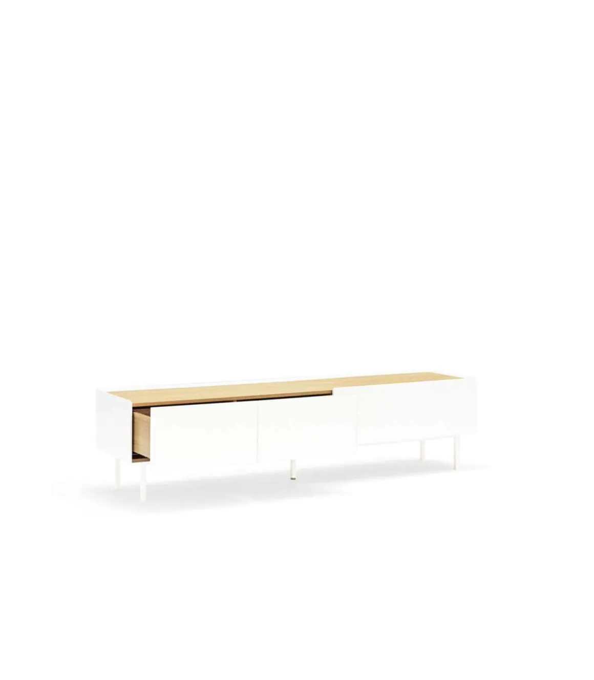 Mueble para televisión modelo Arista 1 puerta 2 cajones acabado blanco, 40cm(ancho) 45cm(alto) 180cm (largo)