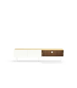 Mueble para televisión modelo Arista 1 puerta 2 cajones acabado blanco, 40cm(ancho) 45cm(alto) 180cm (largo)