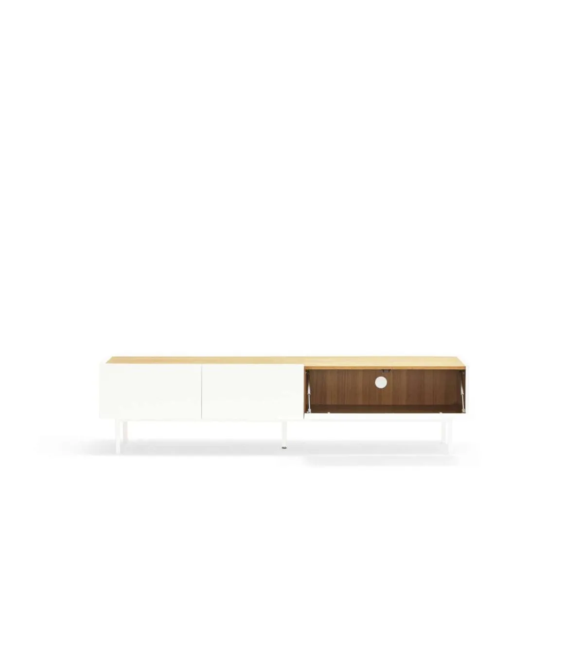 Mueble para televisión modelo Arista 1 puerta 2 cajones acabado blanco, 40cm(ancho) 45cm(alto) 180cm (largo)