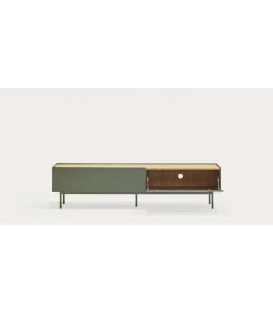 Mueble para televisión modelo Arista 1 puerta 2 cajones acabado verde, 40cm(ancho) 45cm(alto) 180cm (largo)