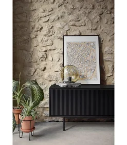 Mueble para televisión modelo Sierra 3 puertas acabado negro, 40cm(ancho) 52cm(alto) 180cm (largo)