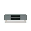 Mueble para televisión Nicolás 2 puertas 2 huecos acabado verde kaki/cera blanca, 53cm(alto) 140cm(ancho) 40cm(fondo)..