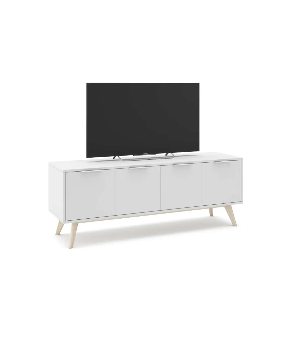 Mueble para televisión 4 puertas Campos acabado blanco/blanco cera 53cm(alto) 140cm(ancho) 40cm(largo).