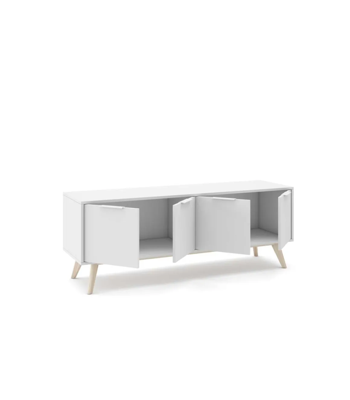 Mueble para televisión 4 puertas Campos acabado blanco/blanco cera 53cm(alto) 140cm(ancho) 40cm(largo).