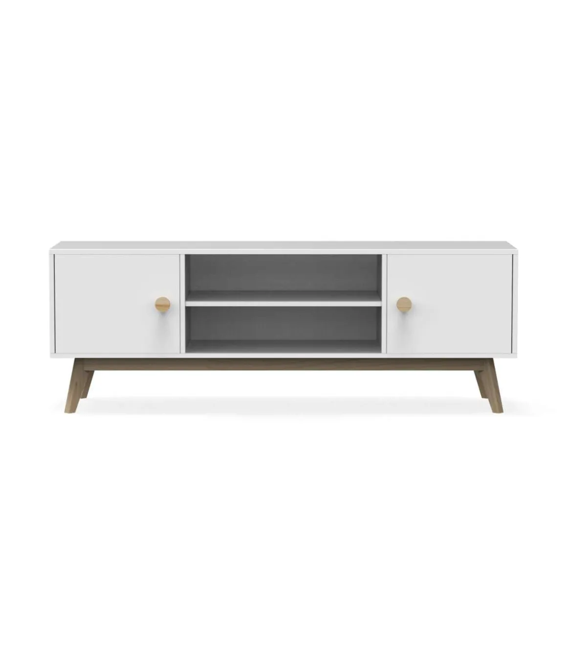 Mueble para televisión 2 puertas 2 huecos Campos acabado blanco/blanco cera 53cm(alto) 140cm(ancho) 40cm(largo)