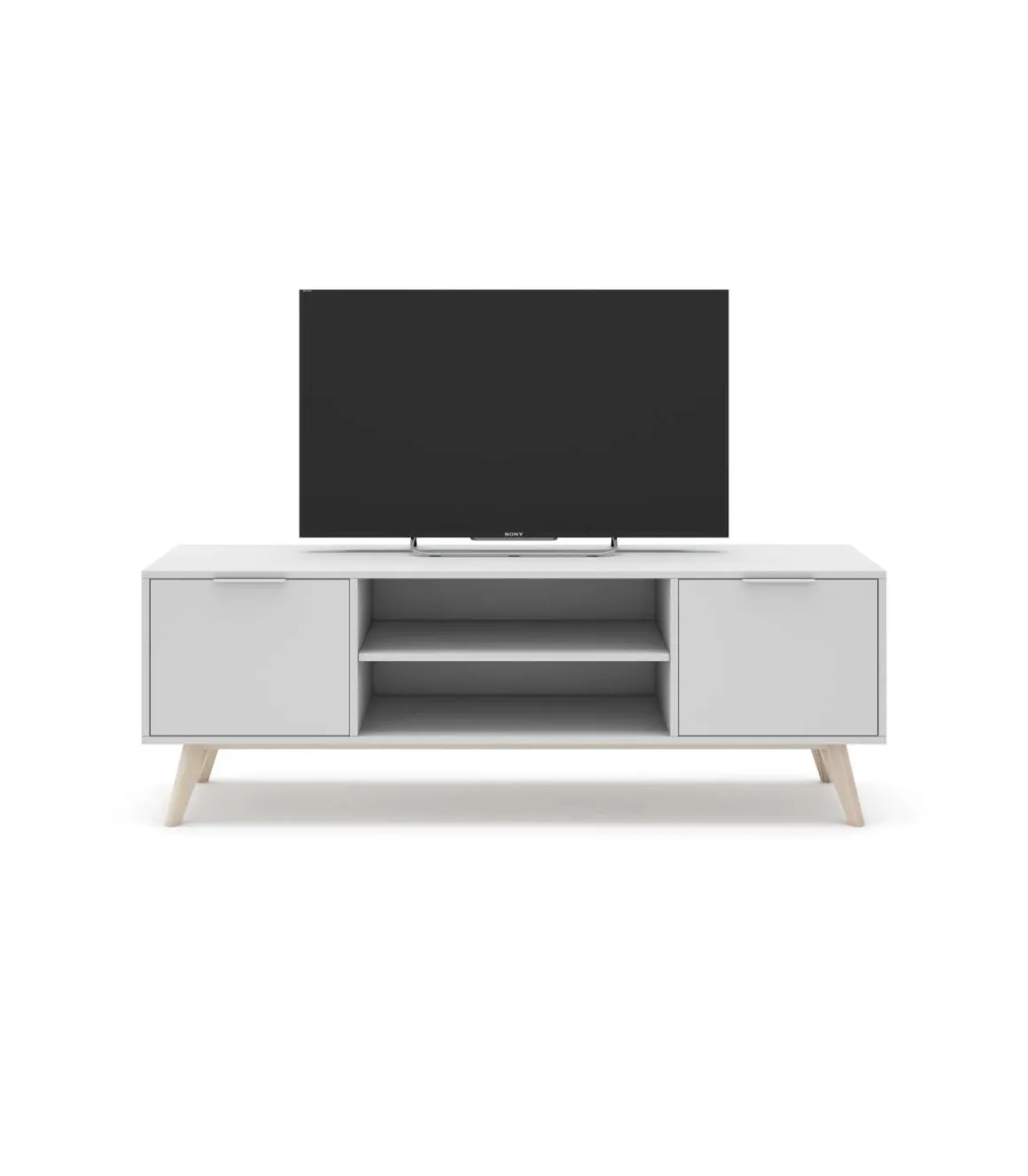Mueble para televisión 2 puertas 2 huecos Campos acabado blanco/blanco cera 53cm(alto) 140cm(ancho) 40cm(largo)