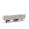 Mueble para televisión 4 puertas Elena acabado crema/negro, 55cm(alto) 200cm(ancho) 35cm(largo)