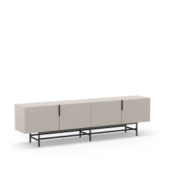 Mueble para televisión 4 puertas Elena acabado crema/negro, 55cm(alto) 200cm(ancho) 35cm(largo)