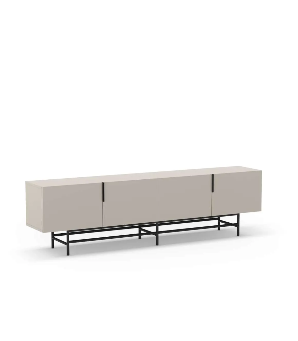 Mueble para televisión 4 puertas Elena acabado crema/negro, 55cm(alto) 200cm(ancho) 35cm(largo)