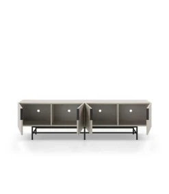 Mueble para televisión 4 puertas Elena acabado crema/negro, 55cm(alto) 200cm(ancho) 35cm(largo)