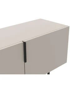 Mueble para televisión 4 puertas Elena acabado crema/negro, 55cm(alto) 200cm(ancho) 35cm(largo)