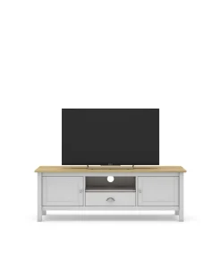 Mueble para televisión 2 puertas 1 cajón Miguel acabado blanco/roble, 53cm(alto) 158cm(ancho) 40cm(largo)