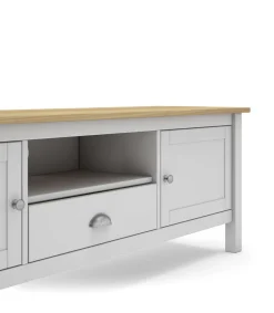 Mueble para televisión 2 puertas 1 cajón Miguel acabado blanco/roble, 53cm(alto) 158cm(ancho) 40cm(largo)