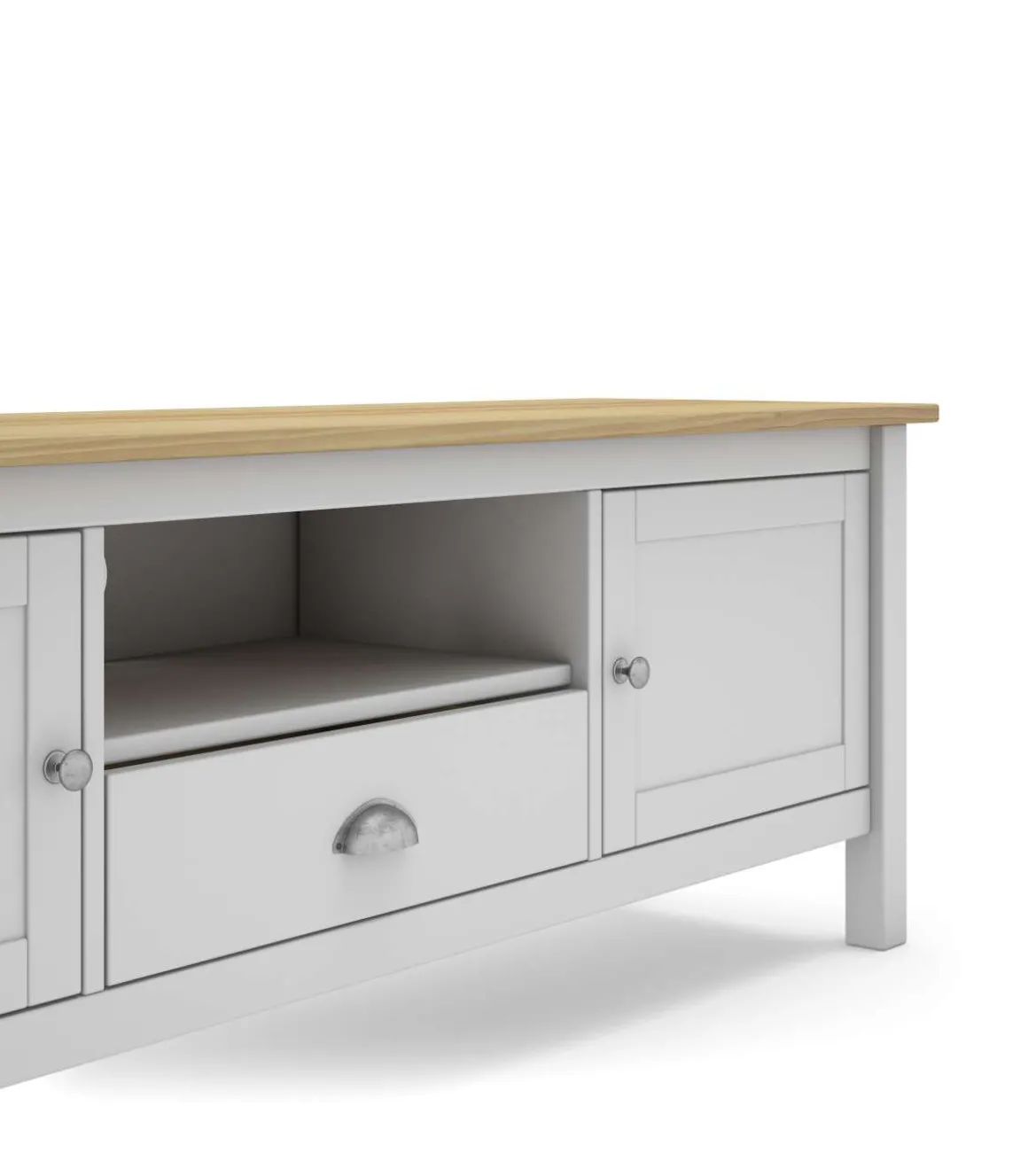 Mueble para televisión 2 puertas 1 cajón Miguel acabado blanco/roble, 53cm(alto) 158cm(ancho) 40cm(largo)