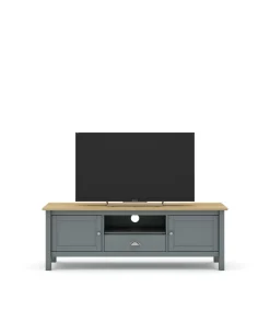 Mueble para televisión 2 puertas 1 cajón Miguel acabado verde kaki/roble, 53cm(alto) 158cm(ancho) 40cm(largo)