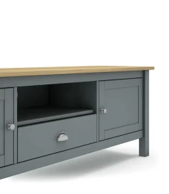Mueble para televisión 2 puertas 1 cajón Miguel acabado verde kaki/roble, 53cm(alto) 158cm(ancho) 40cm(largo)