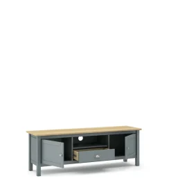Mueble para televisión 2 puertas 1 cajón Miguel acabado verde kaki/roble, 53cm(alto) 158cm(ancho) 40cm(largo)