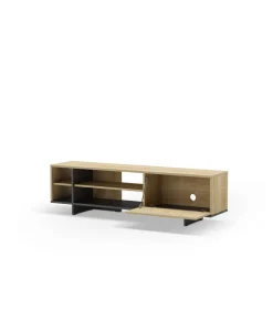 Mueble para televisión 1 puerta y 4 huecos Celia acabado roble/negro, 44cm(alto) 160cm(ancho) 35.6cm(largo).