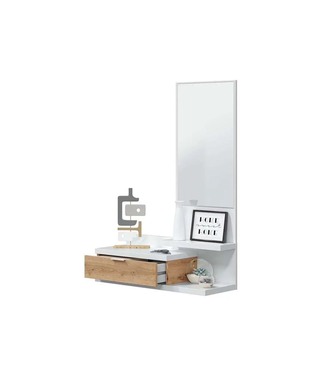 Mueble Recibidor Loira acabado blanco artik y roble nordish 1,16 cm (alto) x 0,81cm (ancho) x 0,29 ( fondo)