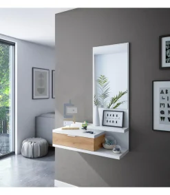 Mueble Recibidor Loira acabado blanco artik y roble nordish 1,16 cm (alto) x 0,81cm (ancho) x 0,29 ( fondo)
